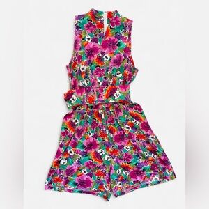 VTG 80s Mainframe Floral Playsuit With Belt Size 5